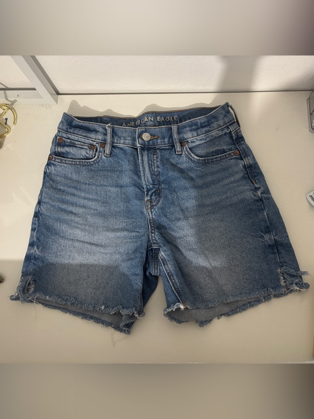 American Eagle Outfitters Light Blue Frayed Hem Denim Shorts